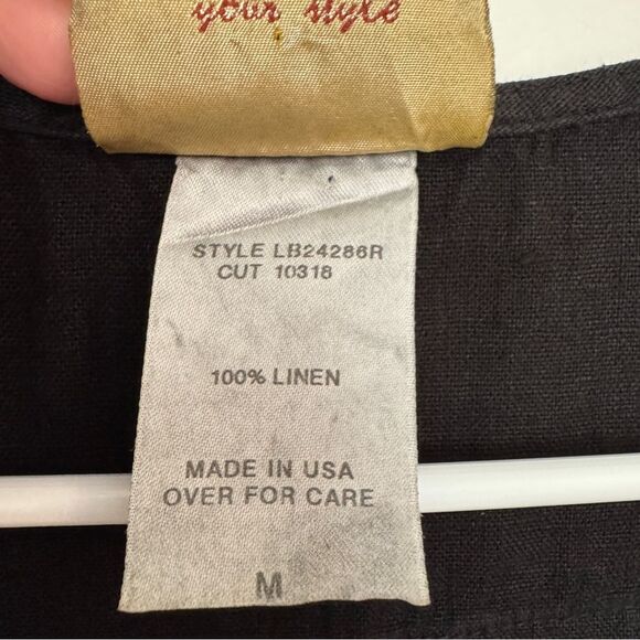 Vintage BLUE CACTUS Medium Black Jersey Linen Front Button Sleeveless Long Vest - Picture 6 of 6